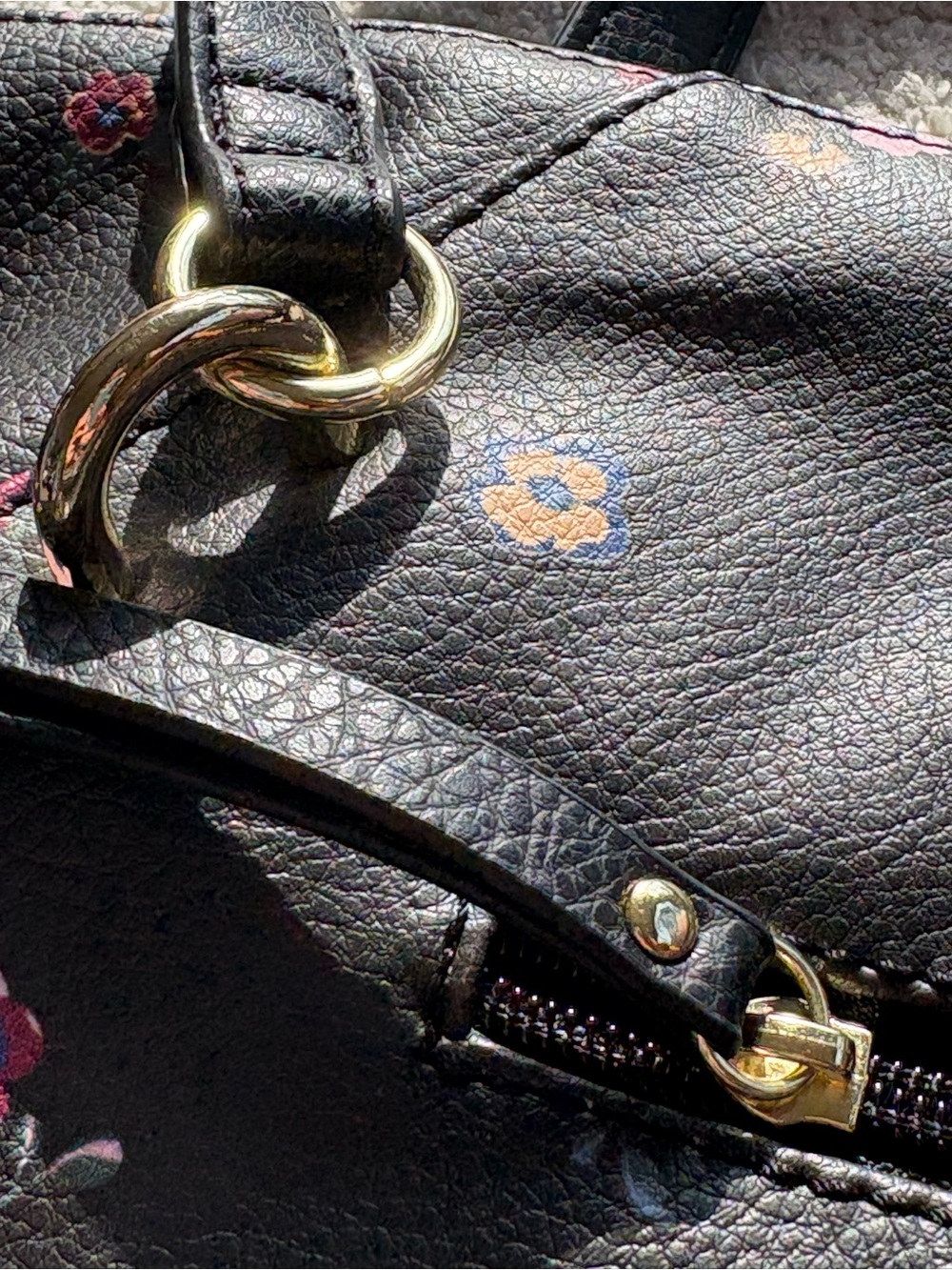 Nicole by Nicole Miller Black Floral Shoulder Bag with Pink & Blue Accents - Picture 9 of 12